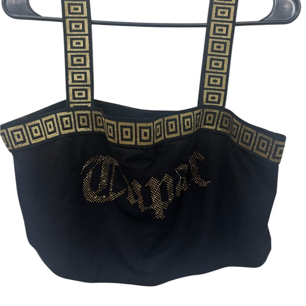 Forever 21 Black and Gold Geometric Crop Top